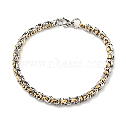 Two Tone 304 Stainless Steel Byzantine Chain Bracelet, Golden & Stainless Steel Color, 8-7/8 inch(22.6cm), Wide: 5.5mm(BJEW-B078-48GP)