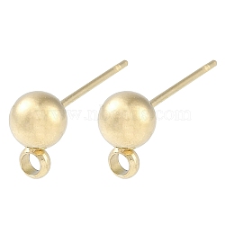 Ion Plating(IP) 304 Stainless Steel Stud Earring Findings, Manual Polishing, Real 18K Gold Plated, Round, 8x5mm, Pin: 0.7x11mm(STAS-P366-95C-G)