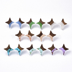 Resin & Walnut Wood Stud Earrings, with 304 Stainless Steel Pin, Star, Mixed Color, 21x17~18mm, Pin: 0.7mm(EJEW-N017-004A)