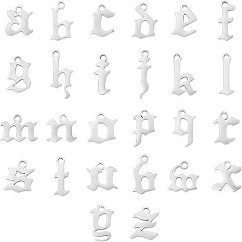 Unicraftale 201 Stainless Steel Charms, Laser Cut, Alphabet, Stainless Steel Color, 26pcs/box