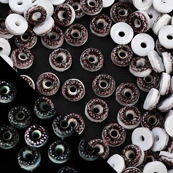 Luminous Resin Imitation Food Decoden Cabochons, Glow in the Dark, Donut, Black, 8.5~9x4.5mm