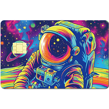 Rectangle PVC Plastic Waterproof Card Stickers, Self-adhesion Card Skin for Bank Card Decor, Spaceman, 186.3x137.3mm