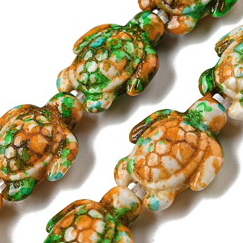 Spray Painted Synthetic Turquoise Beads Strands, Turtle, Lime Green, 17x14x6mm, Hole: 1.4mm, about 23pcs/strand, 14.96~15.16''(38~38.5cm)