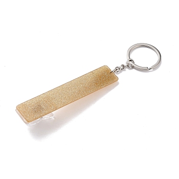 Ferroalloy, Plastic and Acrylic Keychain, with Glitter Powder, Contactless Card Extractor, for Long Nail Card Extractor Keychain with Card Puller for Girls, Rectangle, Tan, 15.5cm