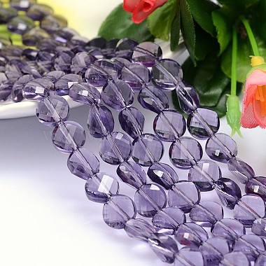 Medium Purple Flat Round Glass Beads