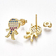 Brass Cubic Zirconia Stud Earrings(X-EJEW-S201-120)-2