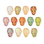 Baking Paint and Golden Metal Enlaced Glass Beads, Owl, Mixed Color, 15.5x10.5x5.5mm, Hole: 1mm(X-DGLA-T004-16M)