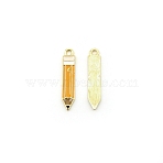Zinc Alloy Enamel Pendants, Light Gold, Pencil, Orange, 31.5x6x1.5mm, Hole: 2mm(ENAM-TAC0018-01)