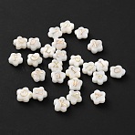 26Pcs 26 Styles Natural White Shell Flower Beads, Gold Enamel Letter Beads, Letter A~Z, 8x4.5mm, Hole: 0.8mm, 1pc/style(BSHE-WH0020-01)