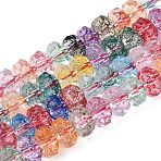 Crackle Transparent Glass Beads Strands, Rondelle, Faceted, Mixed Color, 7.5~8x5~5.5mm, Hole: 1.2~1.4mm, about 66~69pcs/strand, 13.78~14.37 inch(35~36.5cm)(GLAA-N068-03A-M)