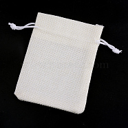 Polyester Imitation Burlap Packing Pouches Drawstring Bags, Creamy White, 9x7cm(X-ABAG-R005-9x7-21)