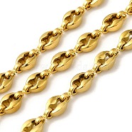 Ion Plating(IP) 304 Stainless Steel Coffee Bean Chains, Unwelded, with Spool, Golden, 6x4.5x2mm(CHS-C013-03G)