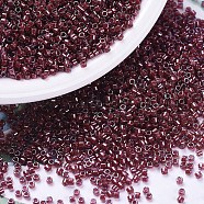MIYUKI Delica Beads, Cylinder, Japanese Seed Beads, 11/0, (DB0280) Cranberry Lined Crystal Luster, 1.3x1.6mm, Hole: 0.8mm, about 10000pcs/bag, 50g/bag(SEED-X0054-DB0280)