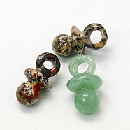 Gemstone Pendants, Mixed Color, 22x12mm, Hole: 3~4mm(G-G173-11)