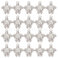 20Pcs Ion Plating(IP) 201 Stainless Steel Pendants, Tortoise with Starfish Charms, Stainless Steel Color, 23.5x18x3mm, Hole: 3mm(STAS-SC0005-13)