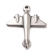 304 Stainless Steel Pendants, Plane, Stainless Steel Color, 26.5x22x3mm, Hole: 1.6mm(STAS-B024-63P)