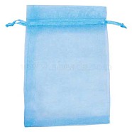 Organza Gift Bags with Drawstring, Jewelry Pouches, Wedding Party Christmas Favor Gift Bags, Sky Blue, 15x10cm(OP-R016-10x15cm-08)