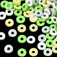 Handmade Polymer Clay Beads, Heishi Beads, for DIY Jewelry Crafts Supplies, Disc/Flat Round, Spring Green, 6x1mm, Hole: 2mm, about 26000pcs/1000g(CLAY-T019-02B-12)