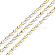 Ion Plating(IP) 304 Stainless Steel Dapped Chains, with Enamel with Spool, Unwelded, White, 8.5x4x1.5mm(AJEW-Q150-09G-07)