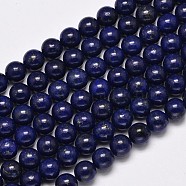 Dyed Natural Lapis Lazuli Round Beads Strands, 10mm, Hole: 1mm, about 39pcs/strand, 15.7 inch(X-G-M169-10mm-05)