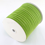 3/8 inch Single Face Velvet Ribbon, Yellow Green, 3/8 inch(9.5mm), about 200yards/roll(182.88m/roll)(OCOR-R019-9.5mm-053)