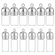 12Pcs 2 Style Glass Bottle Pendants, with Plastic Cap, Openable Perfume Bottle, Refillable Bottles, Clear, 29mm and 34.5mm, Hole: 2.5mm, 6pcs/style(FIND-NB0002-66)