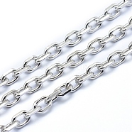 Brass Cable Chains, Diamond Cut Chains, Unwelded, Faceted, Oval, Lead Free & Cadmium Free & Nickel Free, Real Platinum Plated, 8.5x6x2mm(KK-P155-53P-NR)
