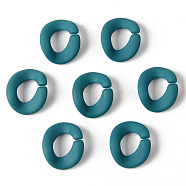 Rubberized Style Acrylic Linking Rings, Quick Link Connectors, For Curb Chains Making, Oval, Teal, 19x16x3mm, Inner Diameter: 10x7mm(OACR-N011-008B)