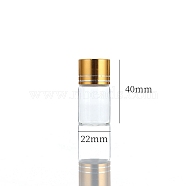 Clear Glass Bottles Bead Containers, Screw Top Bead Storage Tubes with Aluminum Cap, Column, Golden, 2.2x4cm, Capacity: 8ml(0.27fl. oz)(CON-WH0085-77C-02)