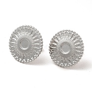 304 Stainless Steel Stud Earring Cabochon Settings, Flat Round with Sun, Stainless Steel Color, Tray: 4mm, 16.5mm, Pin: 0.8mm(EJEW-I281-03P)