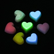 Luminous Resin Cabochons, Heart, Glow in Dark, Mixed Color, 12x13x6.7mm(RESI-E039-06)