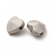 Alloy Beads, Long-Lasting Plated, Cadmium Free & Lead Free, Heart, Matte Platinum Color, 10x10x6.5mm, Hole: 1.6mm(PALLOY-E024-08MP)