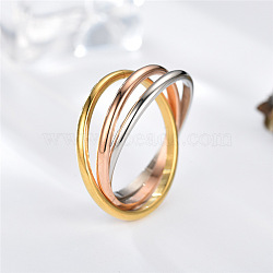 Stainless Steel Trinity Interlocking Finger Rings, Multi-color, US Size 9(18.9mm)(FS-WG6D755-01)