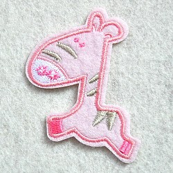 Computerized Embroidery Cloth Iron on/Sew on Patches, Costume Accessories, Appliques, Donkey, Pink, 62x50mm(DIY-O003-24B)