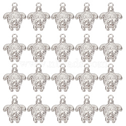 20Pcs Ion Plating(IP) 201 Stainless Steel Pendants, Tortoise with Starfish Charms, Stainless Steel Color, 23.5x18x3mm, Hole: 3mm(STAS-SC0005-13)