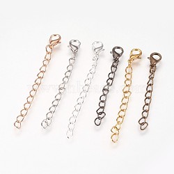 Iron Chain Extender, with Alloy Lobster Claw Clasps, Rack Plating, Mixed Color, 60~68x3.5mm, Clasp: 12x7x3mm(PALLOY-F206-02)