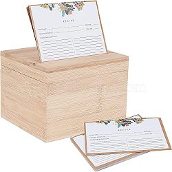 Bamboo Box, Flip Cover, with Paper Cards, Rectangle, Camel, 18x16.5x13.1cm(CON-WH0076-75)