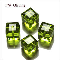 K9 Glass, Imitation Austrian Crystal Beads, Grade AAA, Faceted, Cube, Yellow Green, 8x8x8mm(size within the error range of 0.5~1mm), Hole: 0.9~1.6mm(SWAR-F074-8x8mm-17)