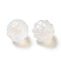 UV Plating Acrylic Beads, Round, White, 21.5x20mm, Hole: 2.5mm, about 114pcs/500g(MACR-J123-16)