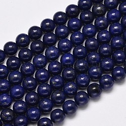 Dyed Natural Lapis Lazuli Round Beads Strands, 10mm, Hole: 1mm, about 39pcs/strand, 15.7 inch(X-G-M169-10mm-05)