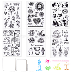 Globleland PVC Plastic Stamps, for DIY Scrapbooking, Photo Album Decorative, Cards Making, Stamp Sheets, with Acrylic Stamping Blocks Tools, Mixed Patterns, 16x11x0.3cm, 6styles, 1sheet/style, 6sheets/set(DIY-GL0001-37)