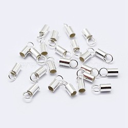 925 Sterling Silver Cord Ends, Silver, 6x1.5mm, Hole: 2mm, Inner Diameter: 0.8mm(STER-F036-21S-0.8mm)