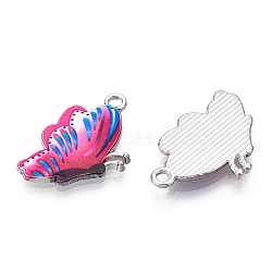 Printed Alloy Pendants, with Enamel, Butterfly, Platinum, Deep Pink, 24.5x16x2mm, Hole: 2mm(PALLOY-R111-25B)
