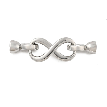 Brass Fold Over Clasps, Infinity, Platinum, 39mm