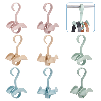 AHADEMAKER 8Pcs 4 Colors Plastic Multi-Function Bag Hook Scarf Hanger, 360 Degree Rotatable Purse Rack for Closet Organizer, Mixed Color, 155x95x65mm, Hole: 40.5x23.5mm, 2pcs/color