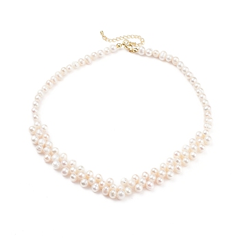 Grade A Natural Pearl Beads Bib Necklace for Teen Girl Women, White, 15.9 inch(40.5cm)