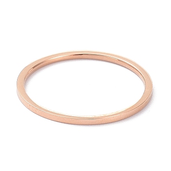1mm Polished Plain Dome Finger Ring for Girl Women, Ion Plating(IP) 304 Stainless Steel Ring, Rose Gold, US Size 10 1/4(19.9mm)