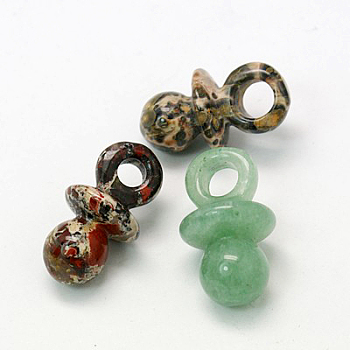 Gemstone Pendants, Mixed Color, 22x12mm, Hole: 3~4mm