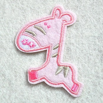 Computerized Embroidery Cloth Iron on/Sew on Patches, Costume Accessories, Appliques, Donkey, Pink, 62x50mm