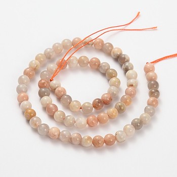 Natural Multi-Moonstone Round Beads Strands, 6mm, Hole: 1mm, about 68pcs/strand, 15.5 inch